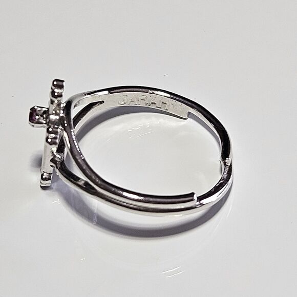 **Final Sale** Vintge Sarah Coventry Pink Rhinestone Silver Tone Cross Adj 4-8 - Picture 10 of 13